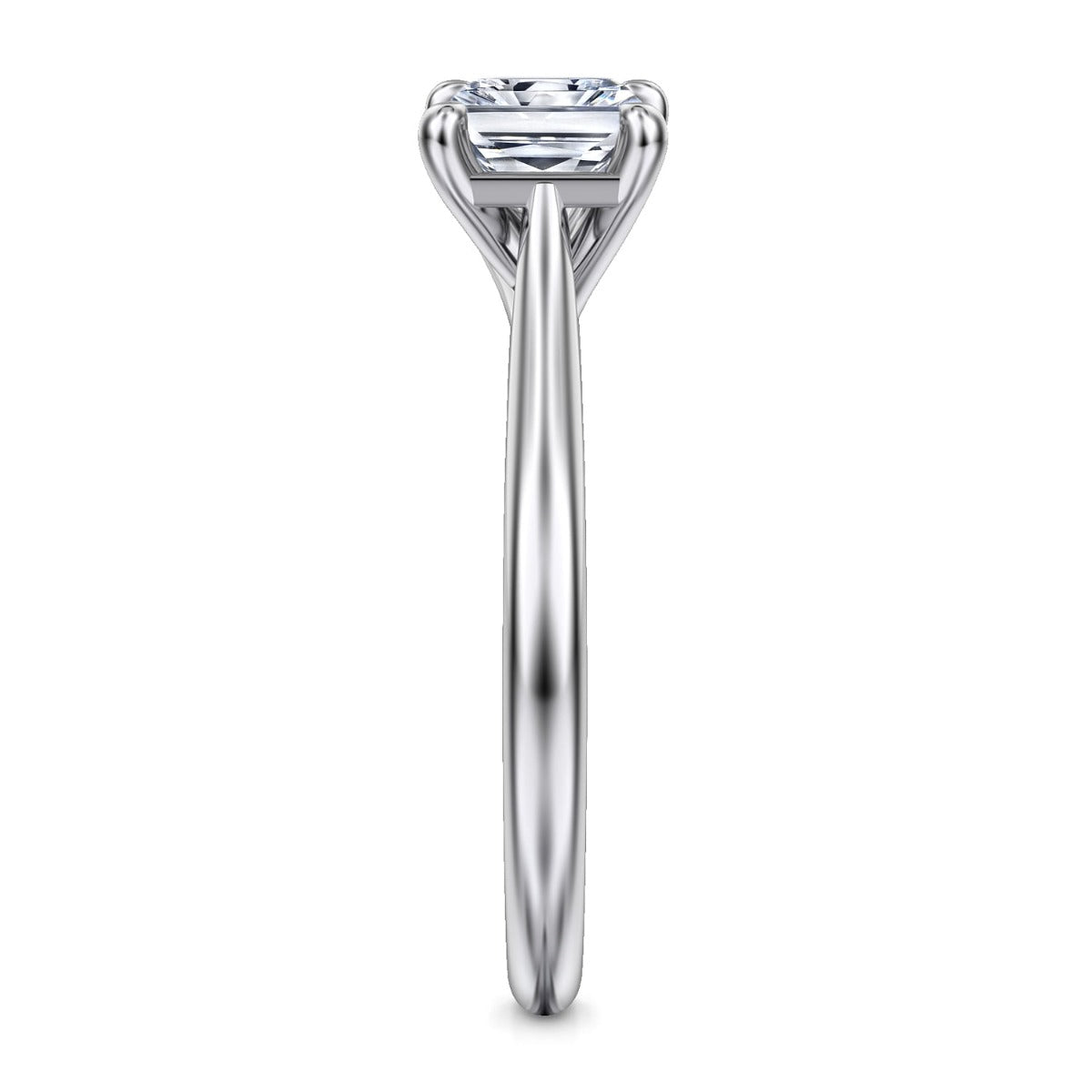 Larissa - 14K White Gold Horizontal Rectangular Radiant Solitaire Semi-Mount Ring