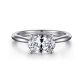 Larissa - 14K White Gold Horizontal Oval Solitaire Semi-Mount Ring