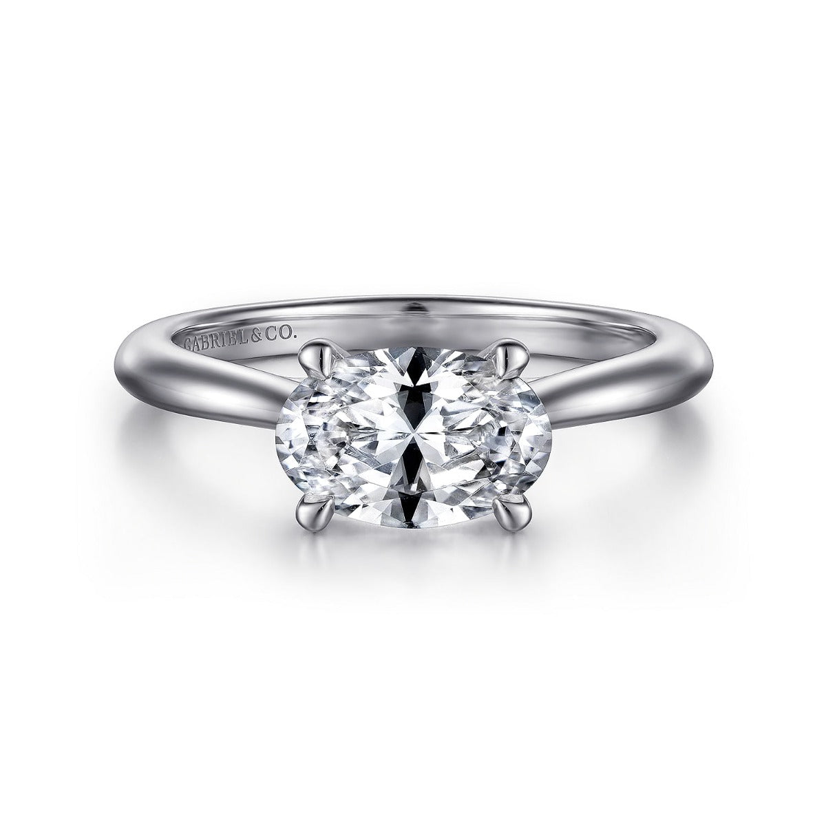 Larissa - 14K White Gold Horizontal Oval Solitaire Semi-Mount Ring