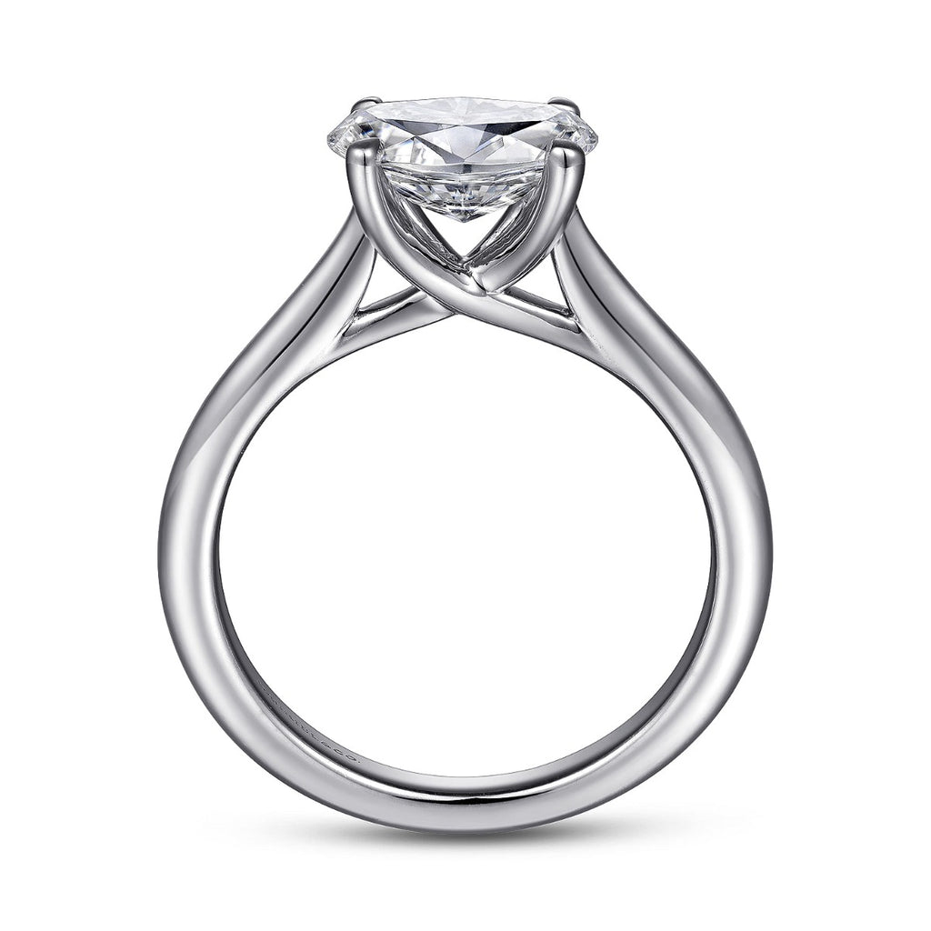 Larissa - 14K White Gold Horizontal Oval Solitaire Semi-Mount Ring