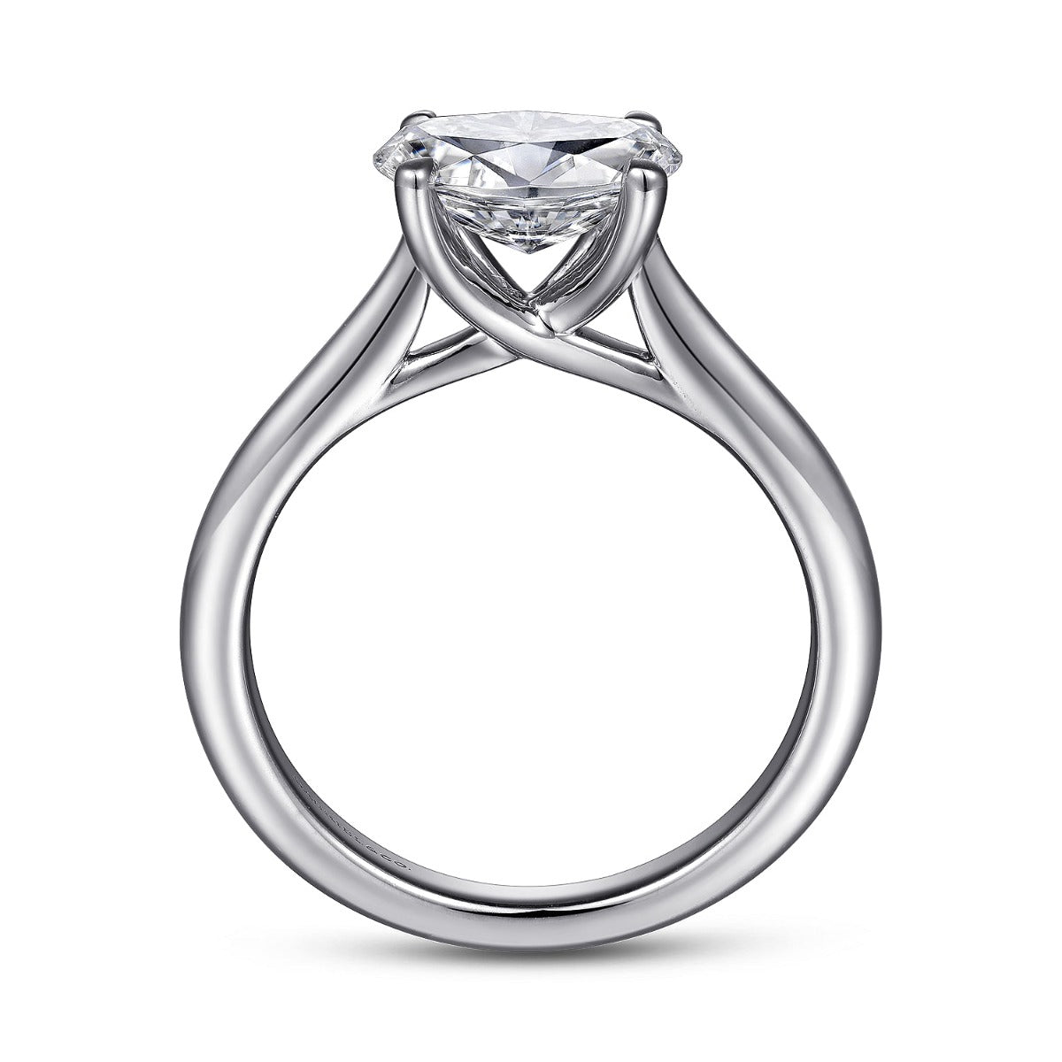 Larissa - 14K White Gold Horizontal Oval Solitaire Semi-Mount Ring