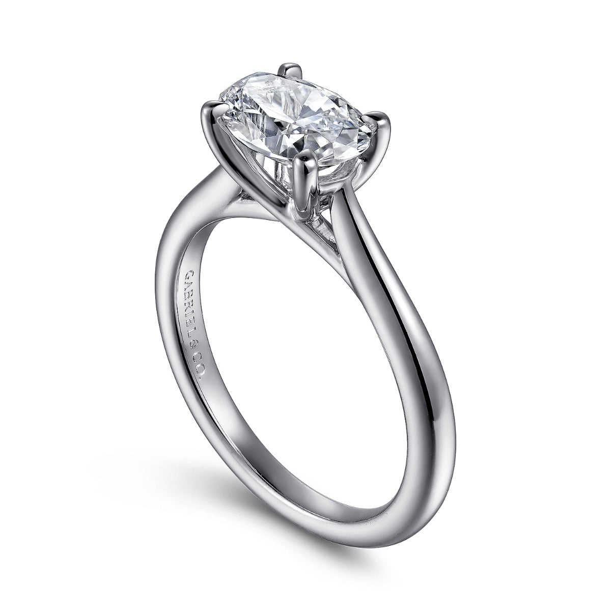 Larissa - 14K White Gold Horizontal Oval Solitaire Semi-Mount Ring