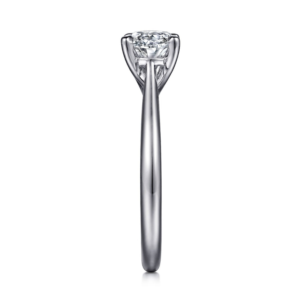 Larissa - 14K White Gold Horizontal Oval Solitaire Semi-Mount Ring