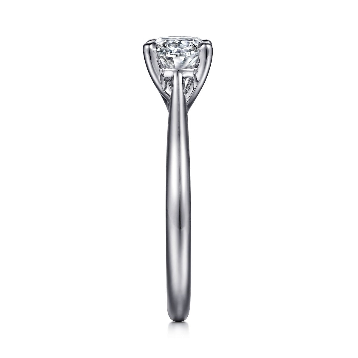Larissa - 14K White Gold Horizontal Oval Solitaire Semi-Mount Ring