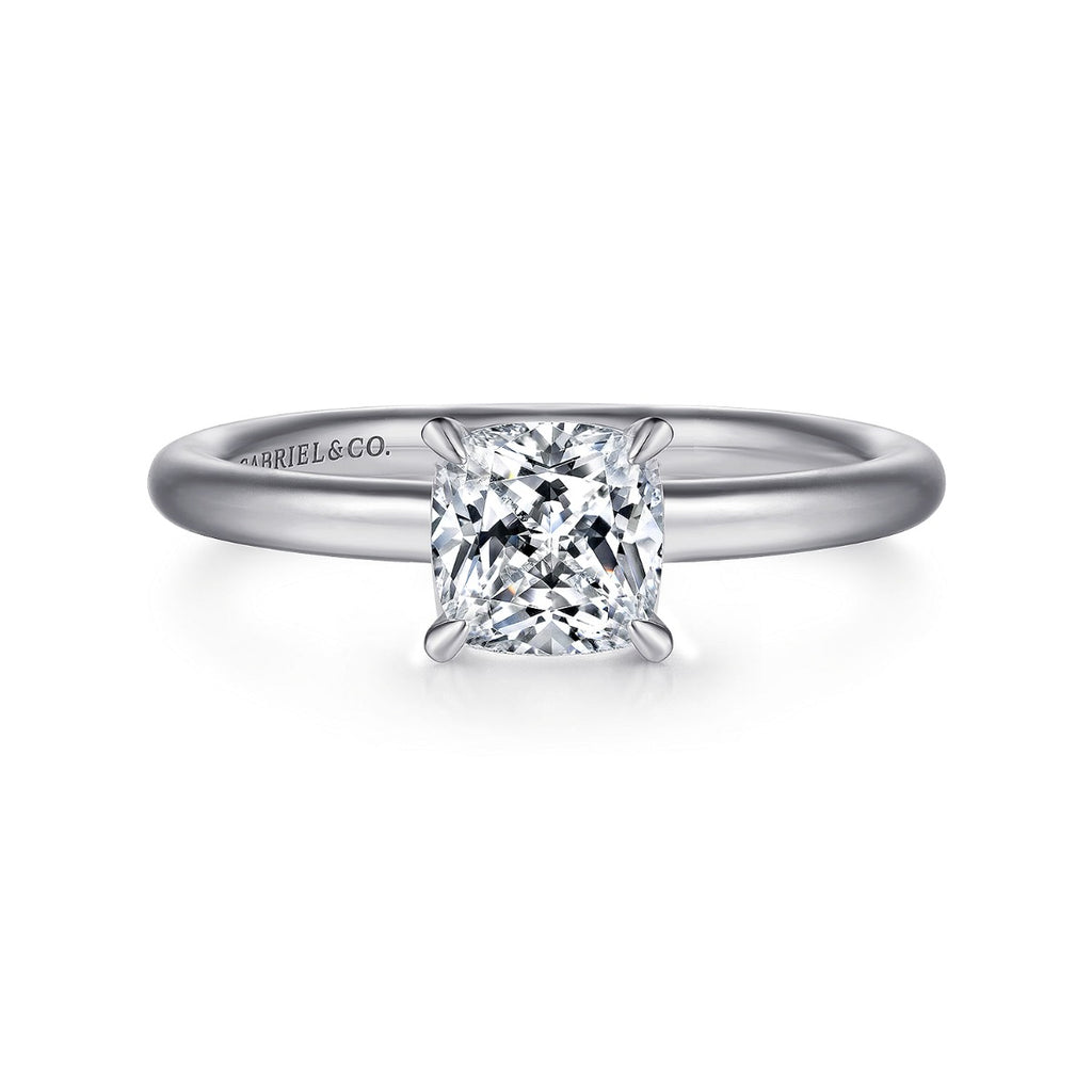 Lark - 14K White Gold Cushion Cut Solitaire Semi-Mount Ring