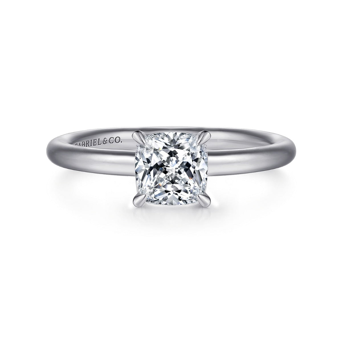 Lark - 14K White Gold Cushion Cut Solitaire Semi-Mount Ring