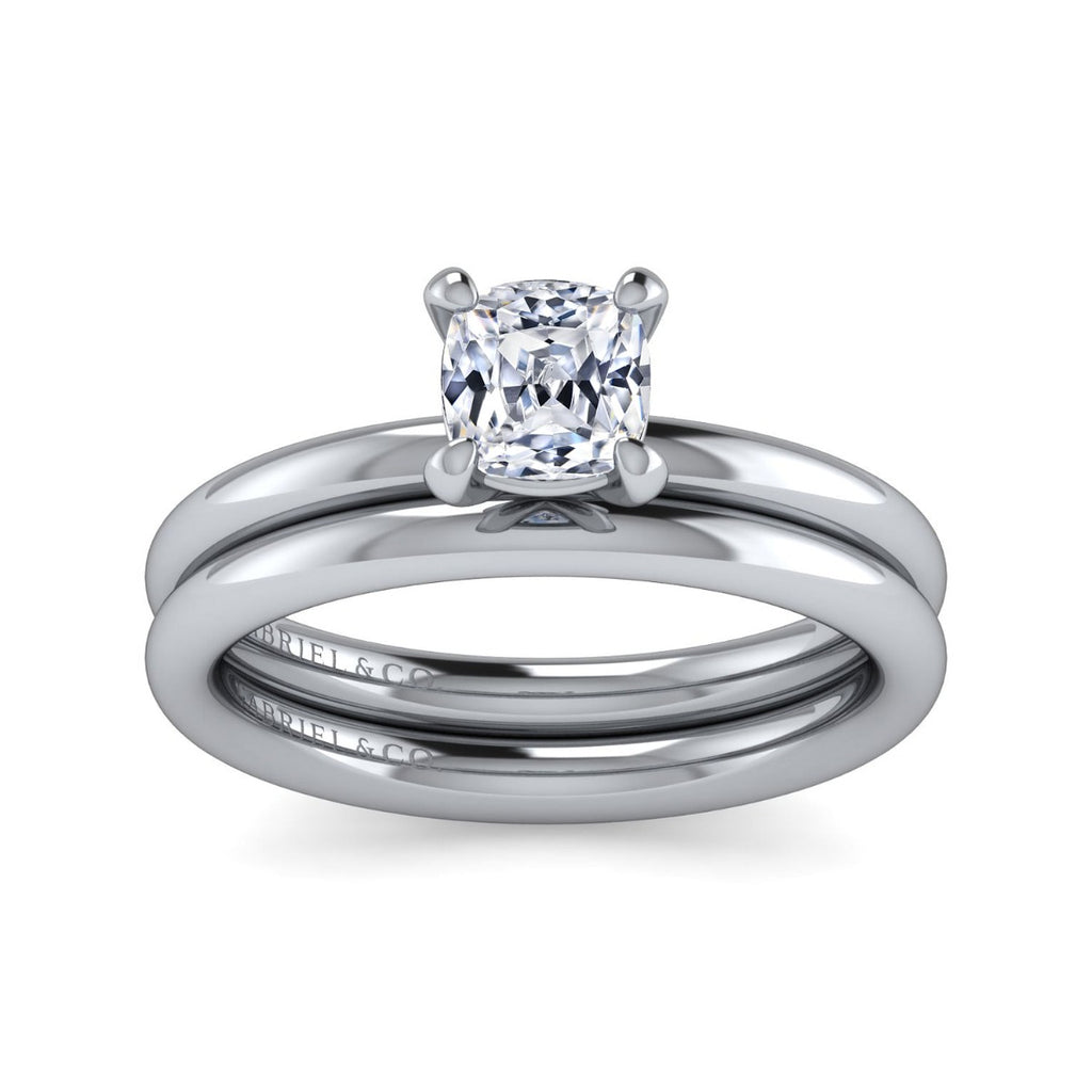 Lark - 14K White Gold Cushion Cut Solitaire Semi-Mount Ring