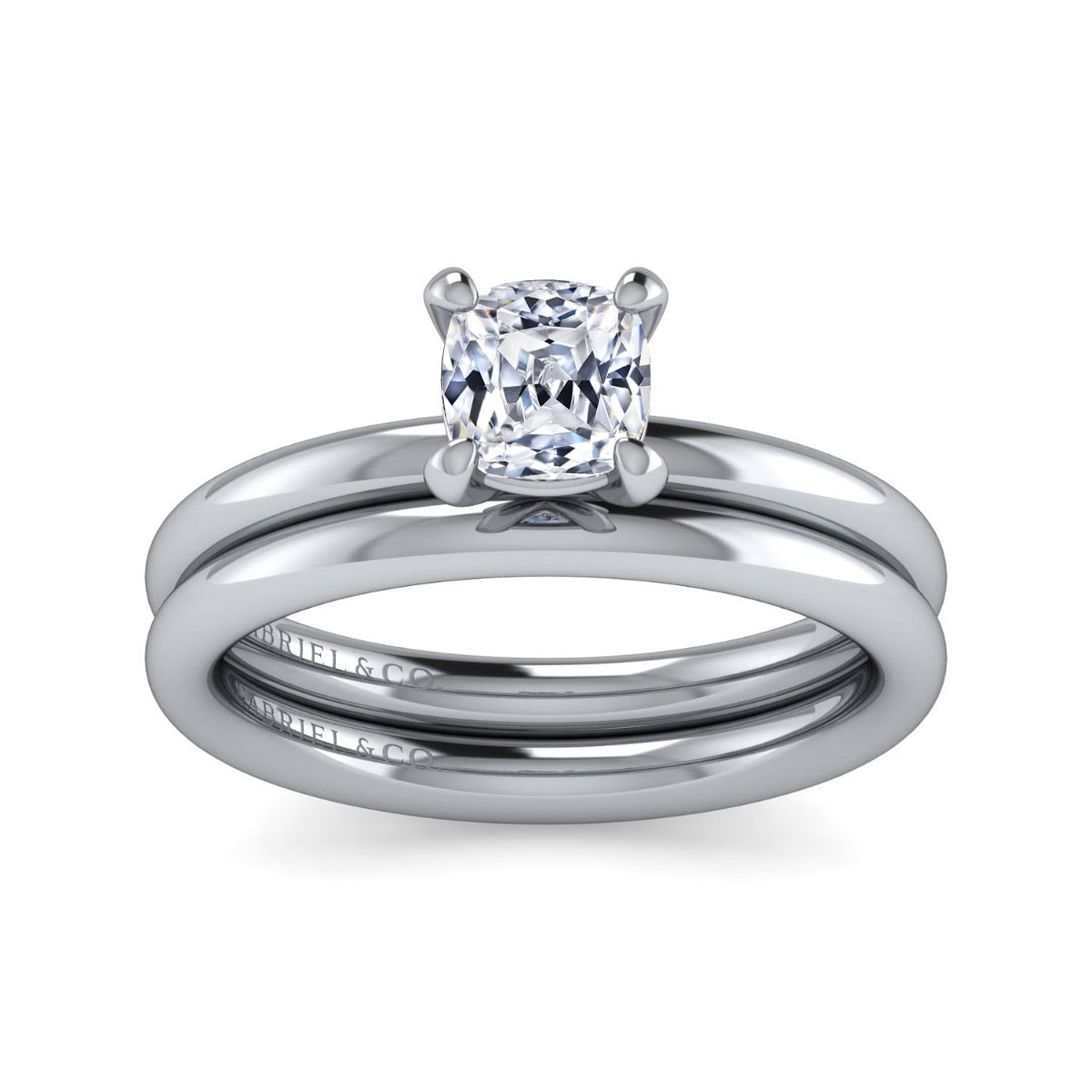 Lark - 14K White Gold Cushion Cut Solitaire Semi-Mount Ring