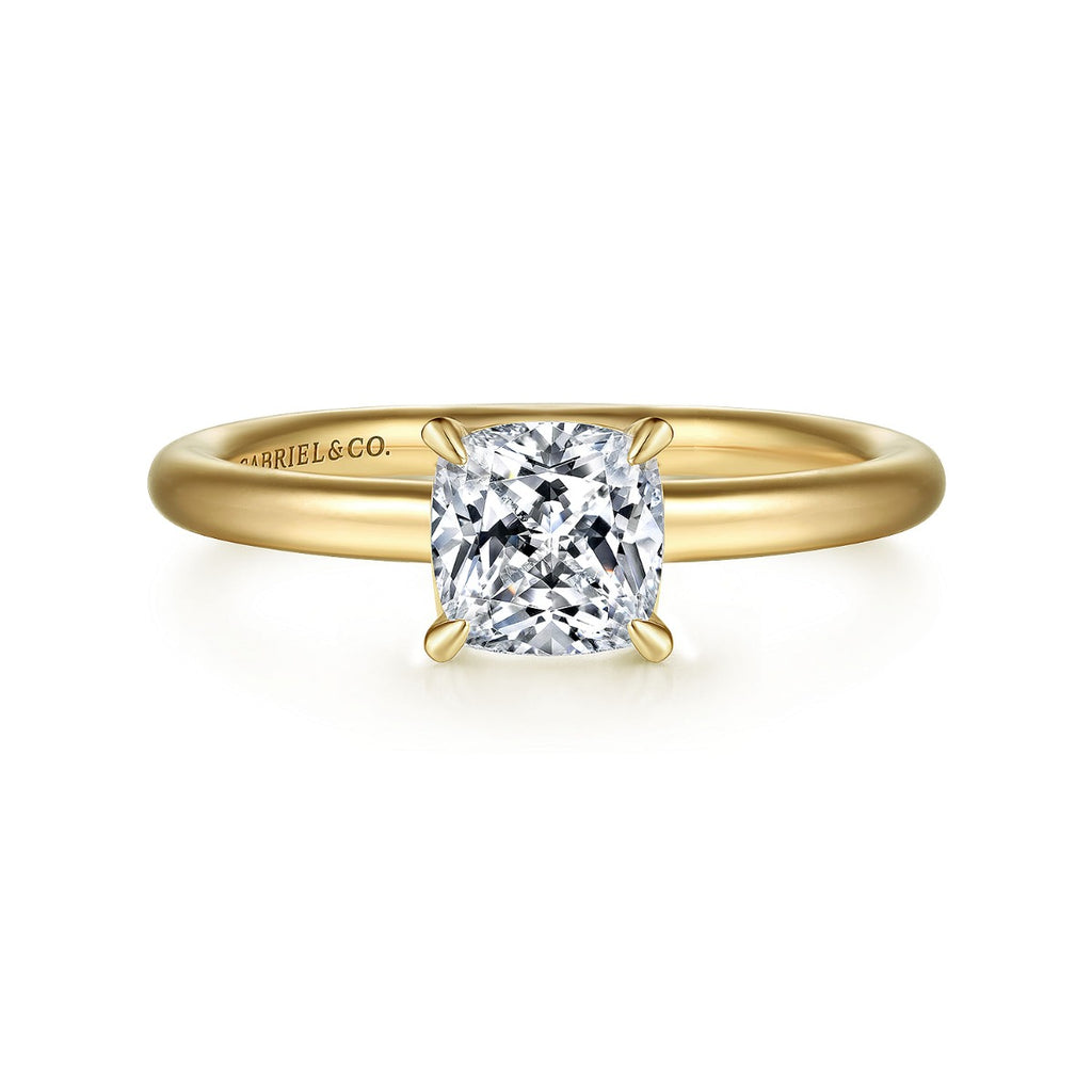 Lark - 14K Yellow Gold Cushion Cut Solitaire Semi-Mount Ring