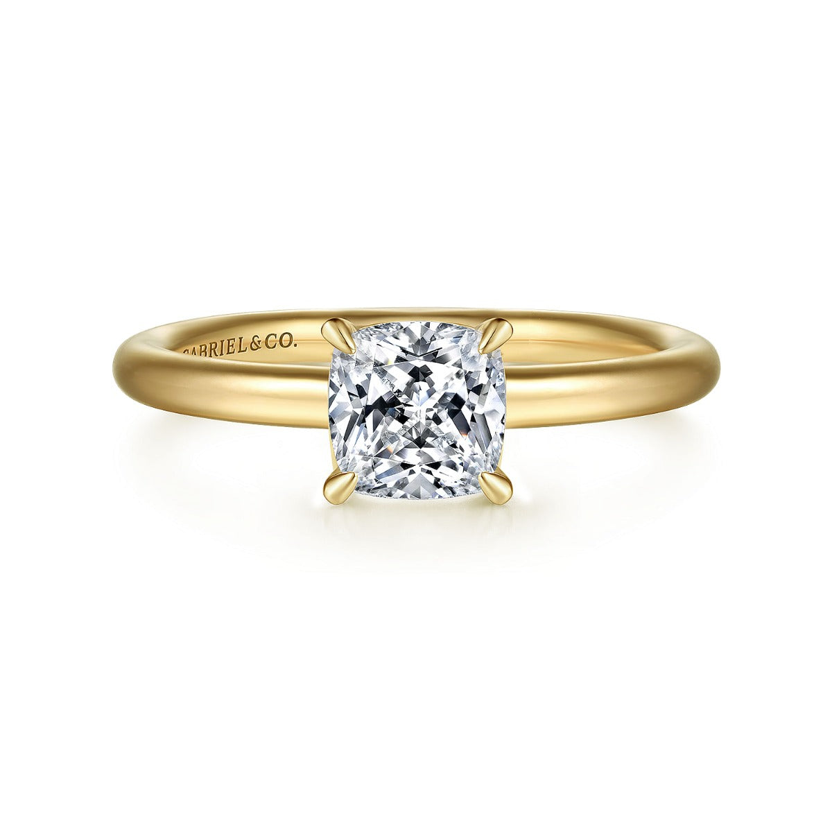 Lark - 14K Yellow Gold Cushion Cut Solitaire Semi-Mount Ring