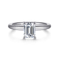 Lark - 14K White Gold Emerald Cut Solitaire Semi-Mount Ring