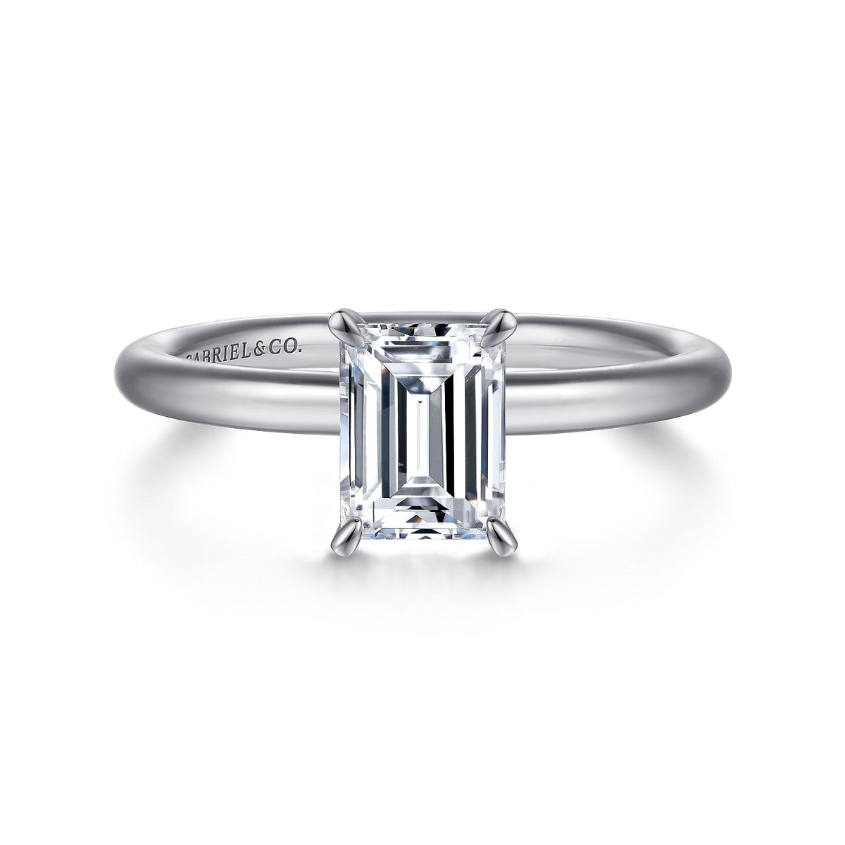 Lark - 14K White Gold Emerald Cut Solitaire Semi-Mount Ring