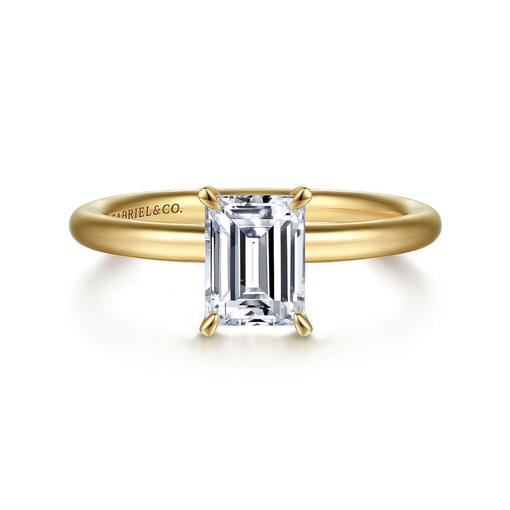 Lark - 14K Yellow Gold Emerald Cut Solitaire Semi-Mount Ring