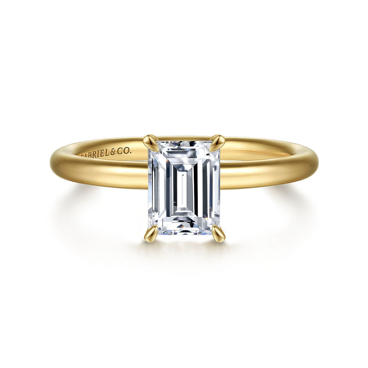 Lark - 14K Yellow Gold Emerald Cut Solitaire Semi-Mount Ring