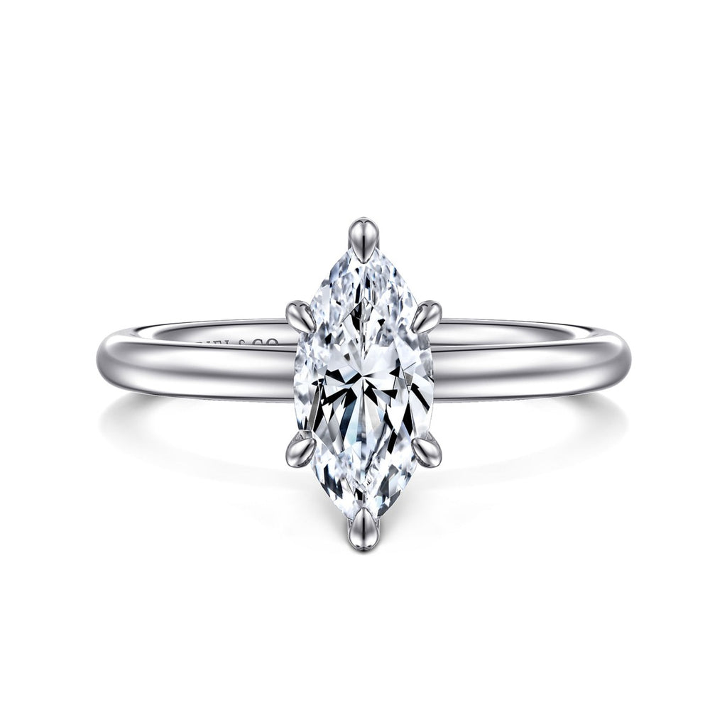 Lark - 14K White Gold Marquise Shape Solitaire Semi-Mount Ring
