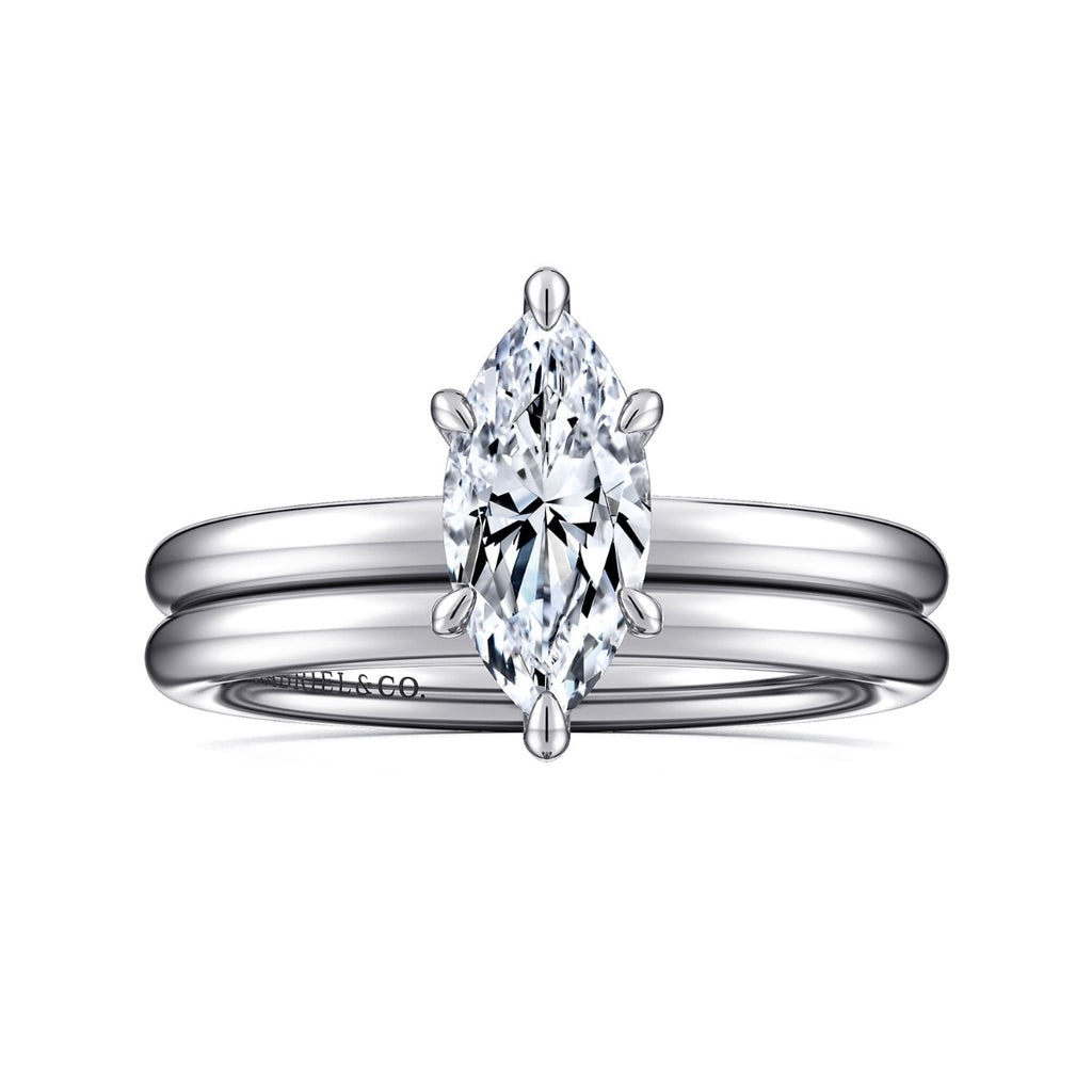 Lark - 14K White Gold Marquise Shape Solitaire Semi-Mount Ring