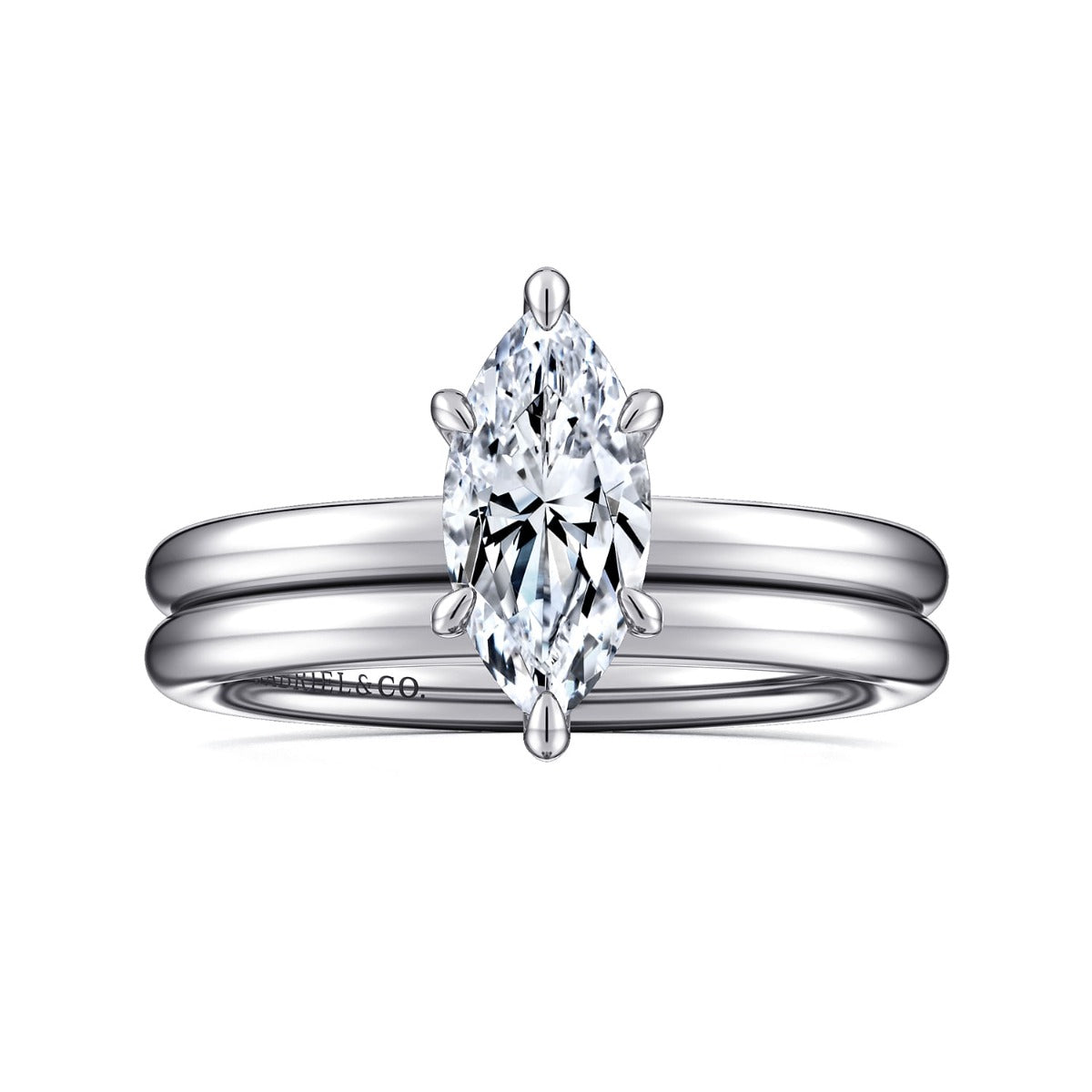 Lark - 14K White Gold Marquise Shape Solitaire Semi-Mount Ring