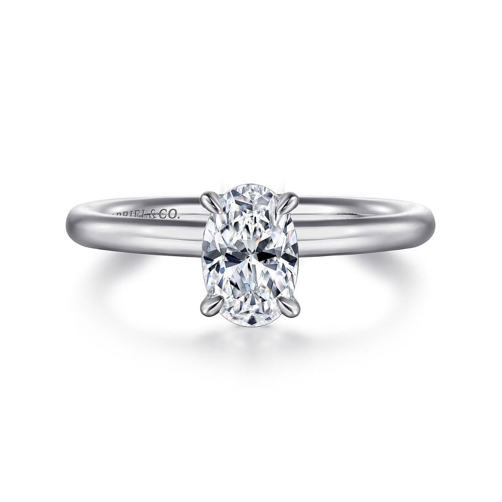 Lark - 14K White Gold Oval Solitaire Semi-Mount Ring