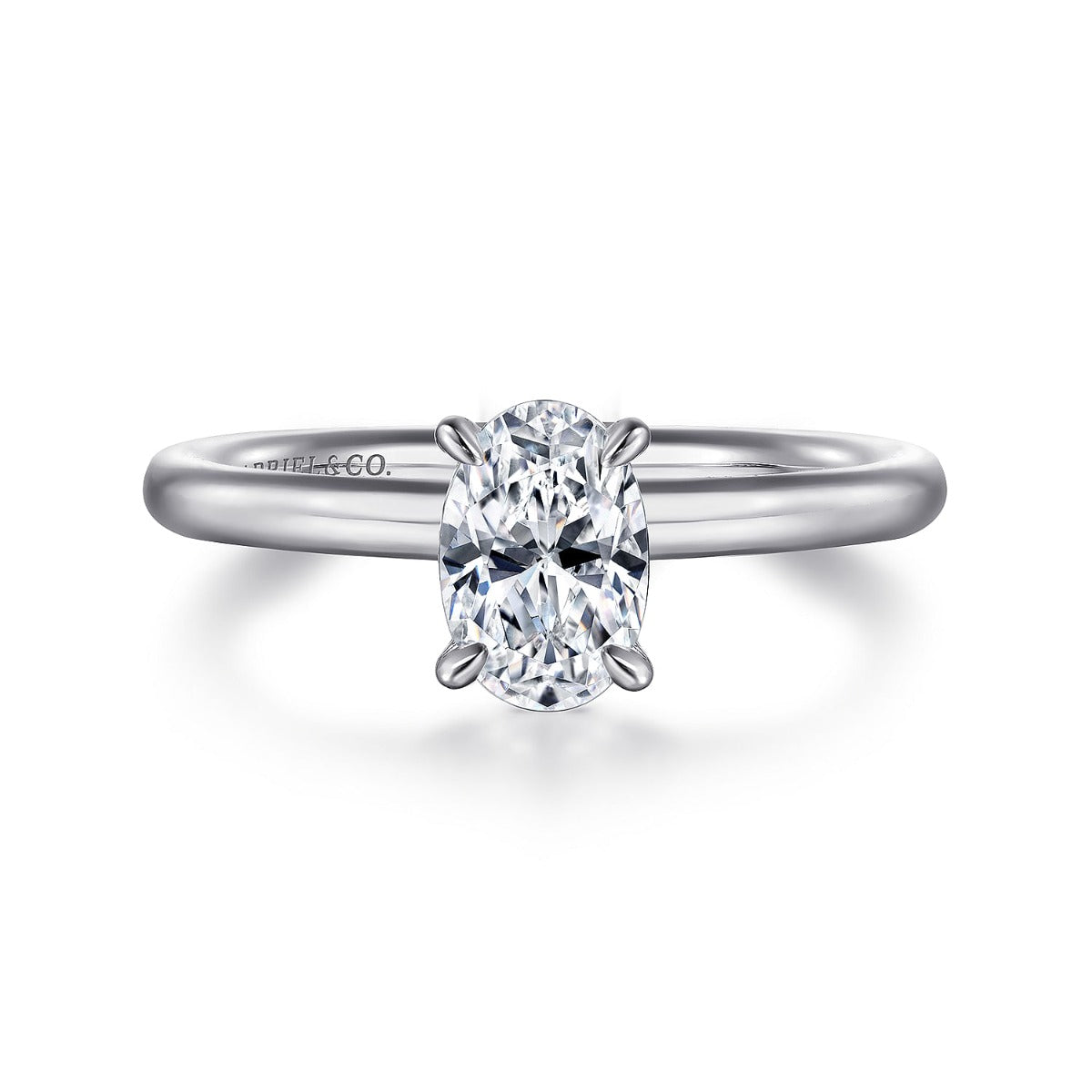 Lark - 14K White Gold Oval Solitaire Semi-Mount Ring