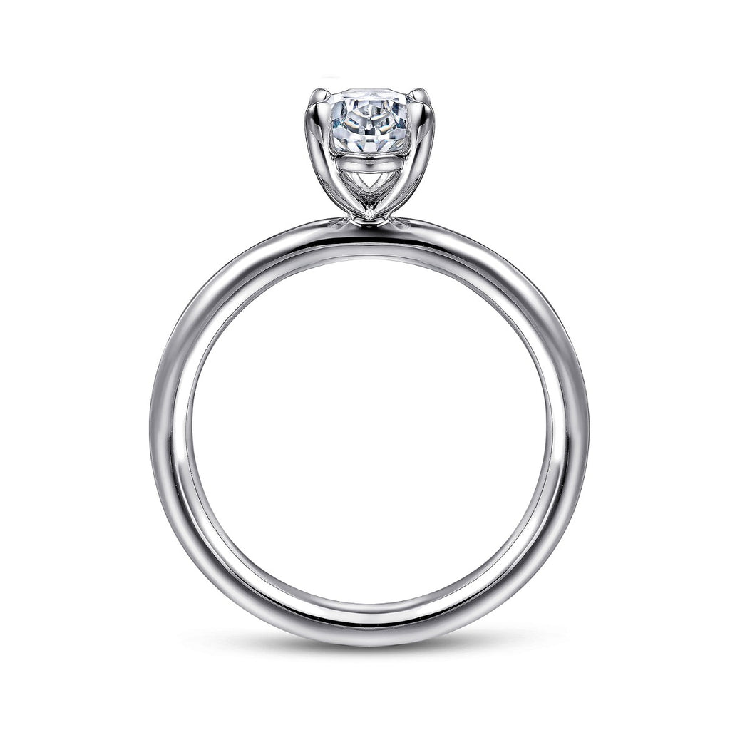 Lark - 14K White Gold Oval Solitaire Semi-Mount Ring