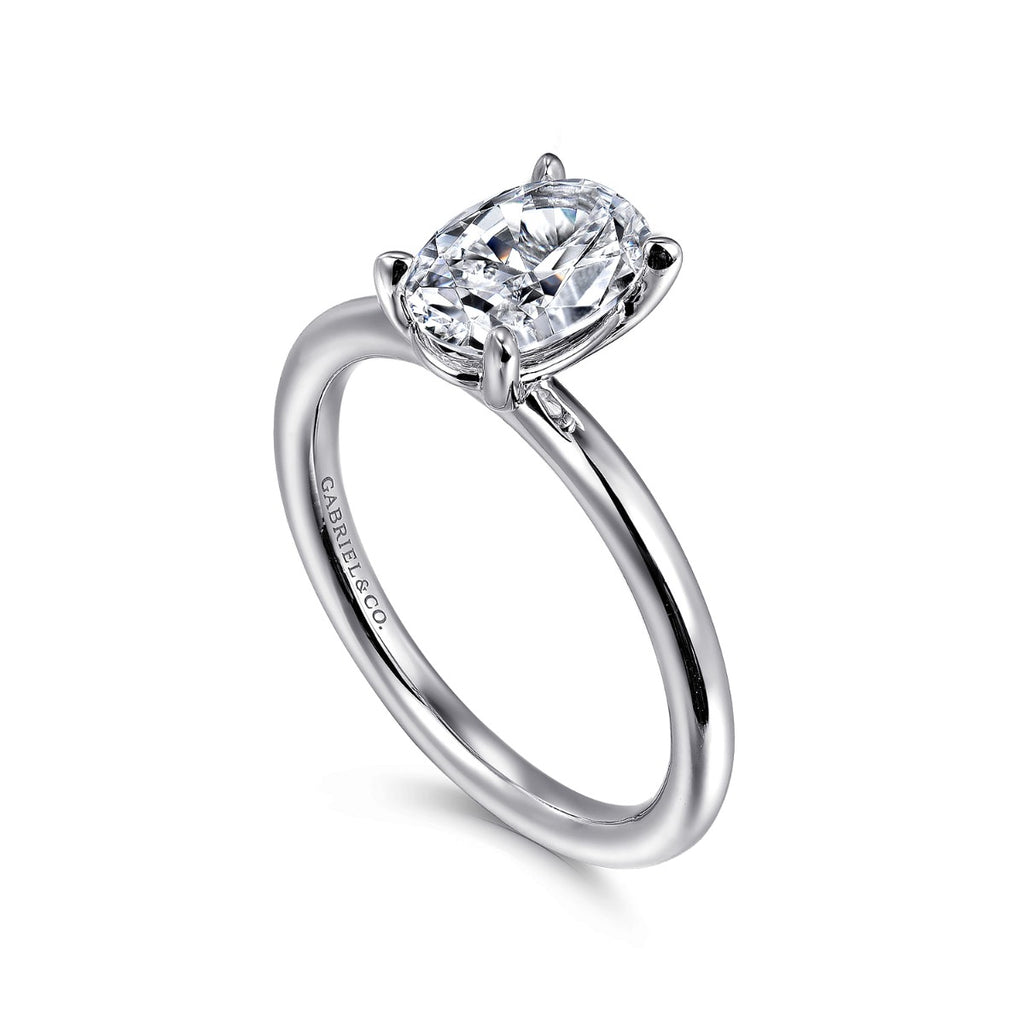 Lark - 14K White Gold Oval Solitaire Semi-Mount Ring