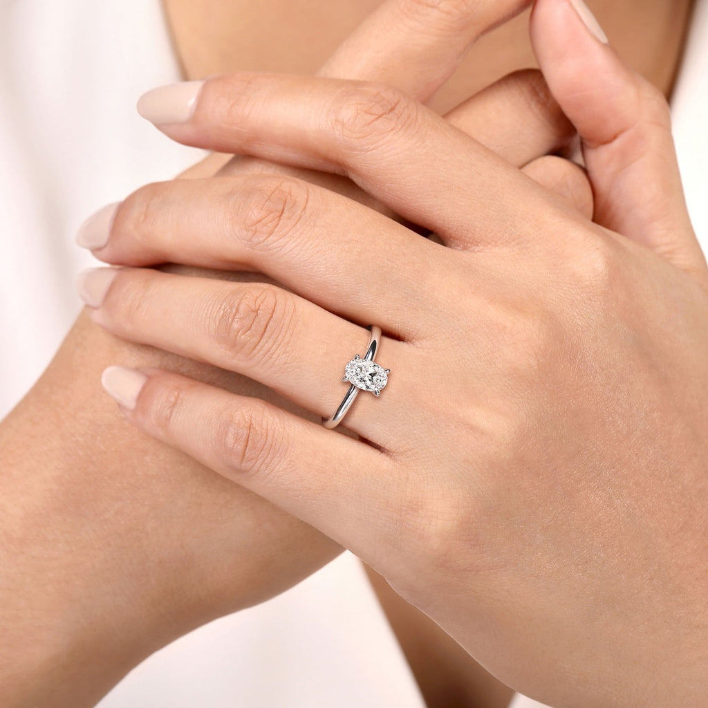 Lark - 14K White Gold Oval Solitaire Semi-Mount Ring