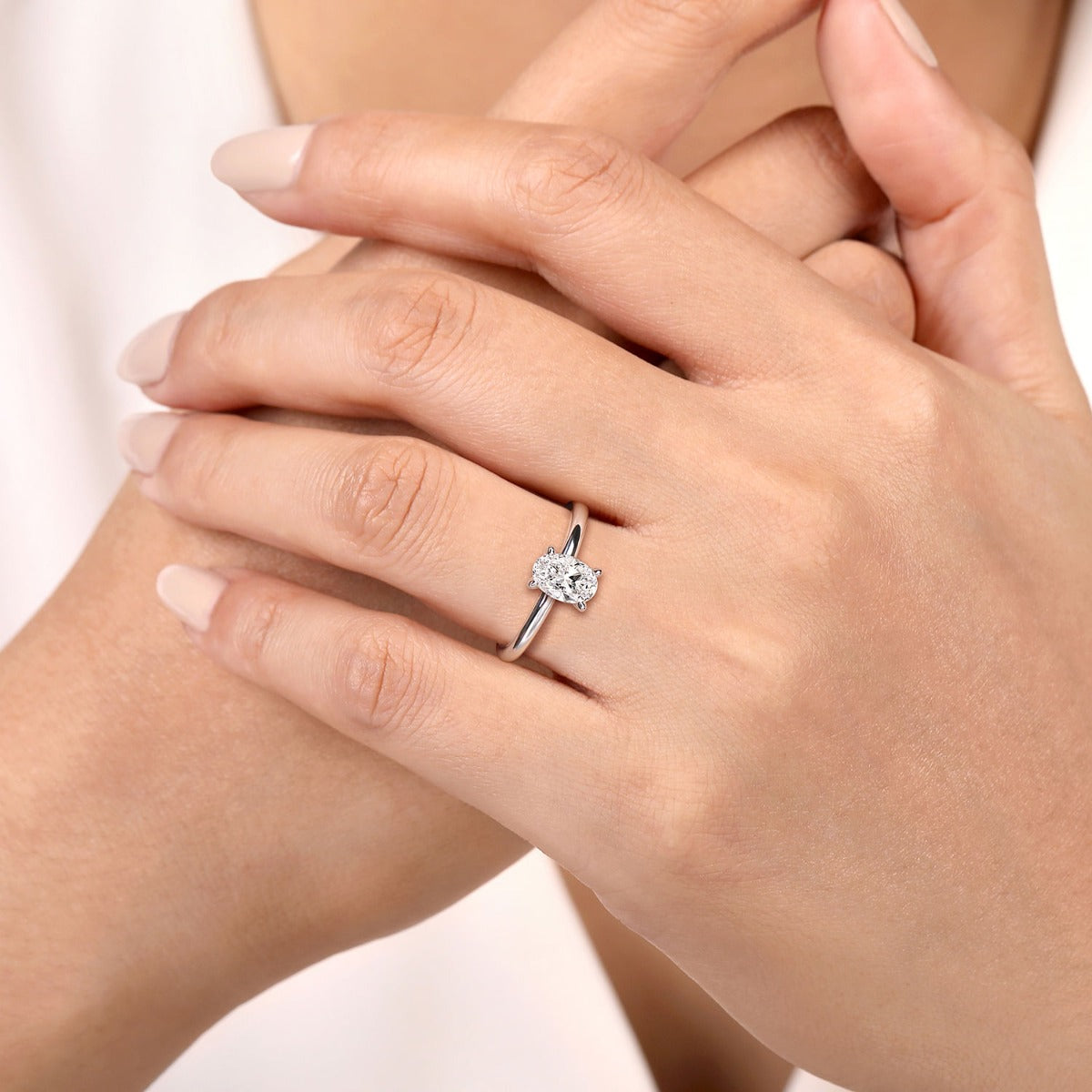 Lark - 14K White Gold Oval Solitaire Semi-Mount Ring