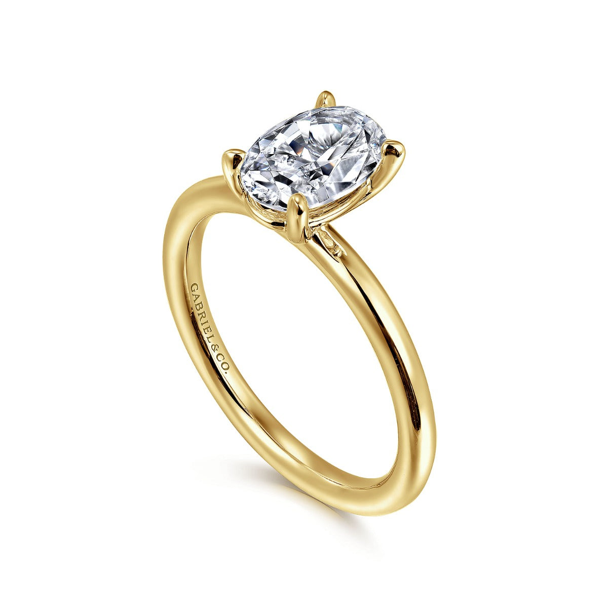 Lark - 14K Yellow Gold Oval Solitaire Semi-Mount Ring