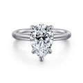 Lark - 14K White Gold Pear Shape Solitaire Semi-Mount Ring