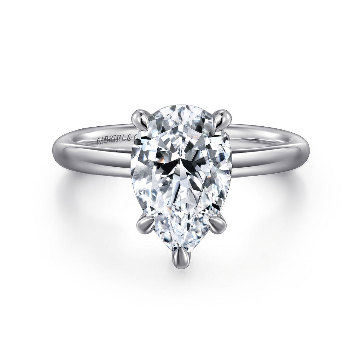 Lark - 14K White Gold Pear Shape Solitaire Semi-Mount Ring