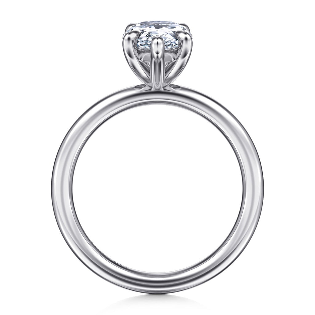 Lark - 14K White Gold Pear Shape Solitaire Semi-Mount Ring