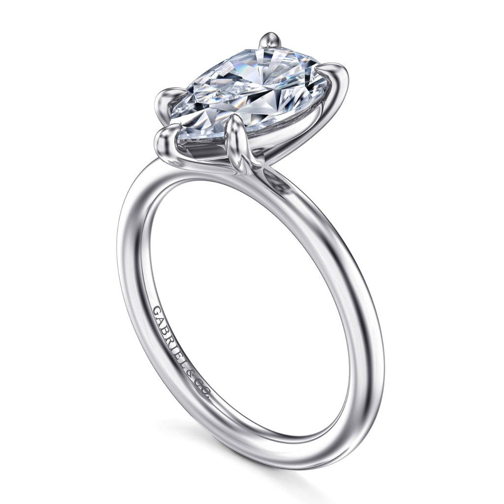 Lark - 14K White Gold Pear Shape Solitaire Semi-Mount Ring