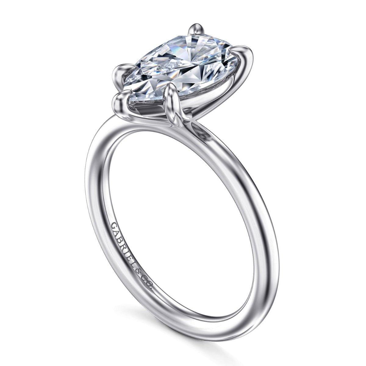 Lark - 14K White Gold Pear Shape Solitaire Semi-Mount Ring