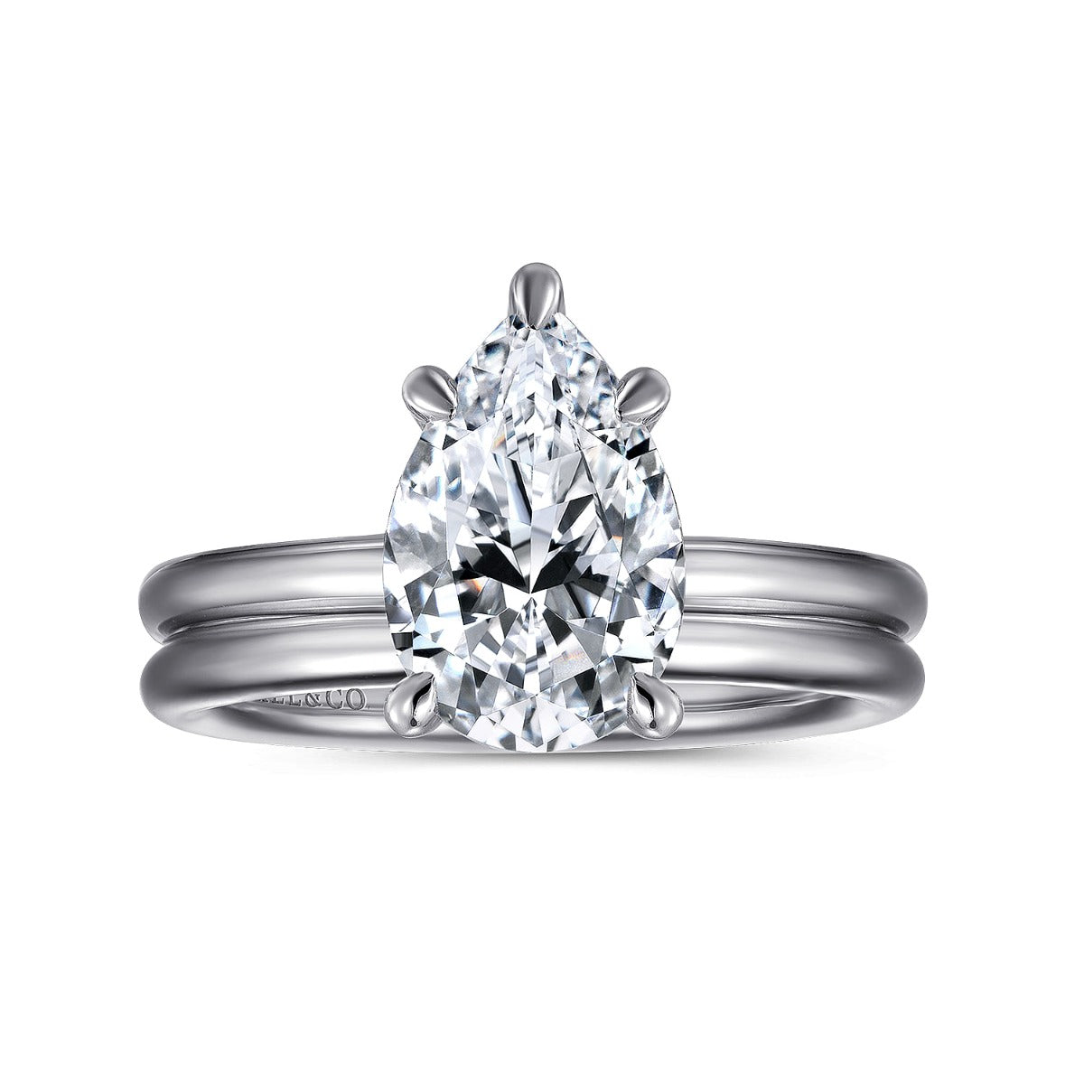 Lark - 14K White Gold Pear Shape Solitaire Semi-Mount Ring