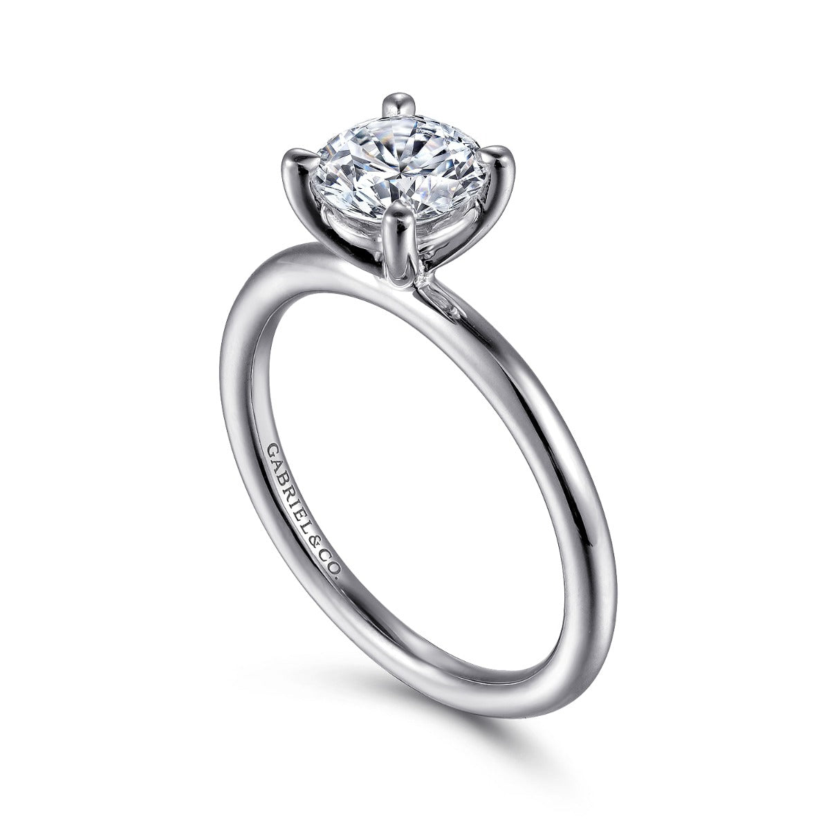 Lark - 14K White Gold Round Solitaire Semi-Mount Ring