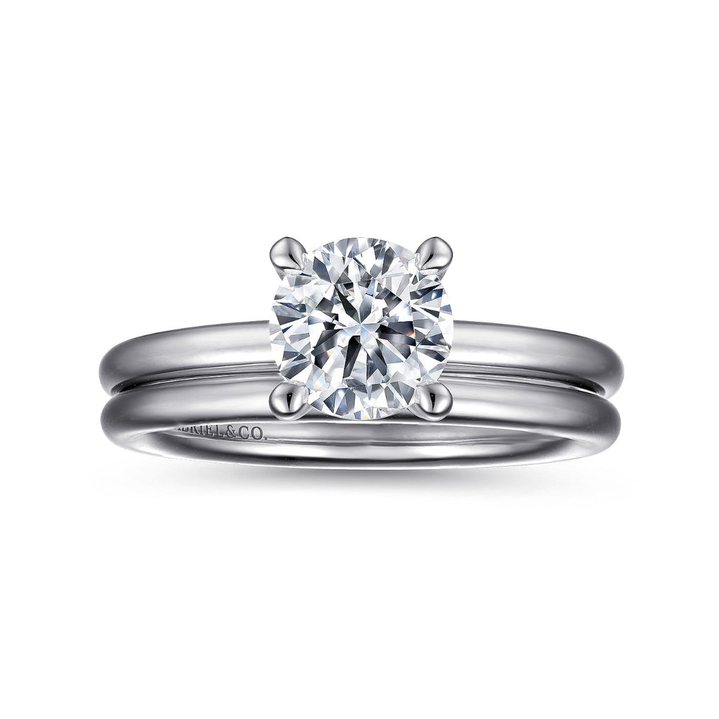 Lark - 14K White Gold Round Solitaire Semi-Mount Ring
