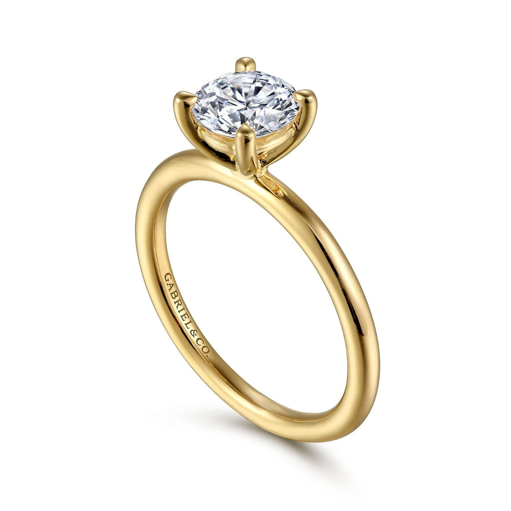 Lark - 14K Yellow Gold Round Semi-Mount Ring
