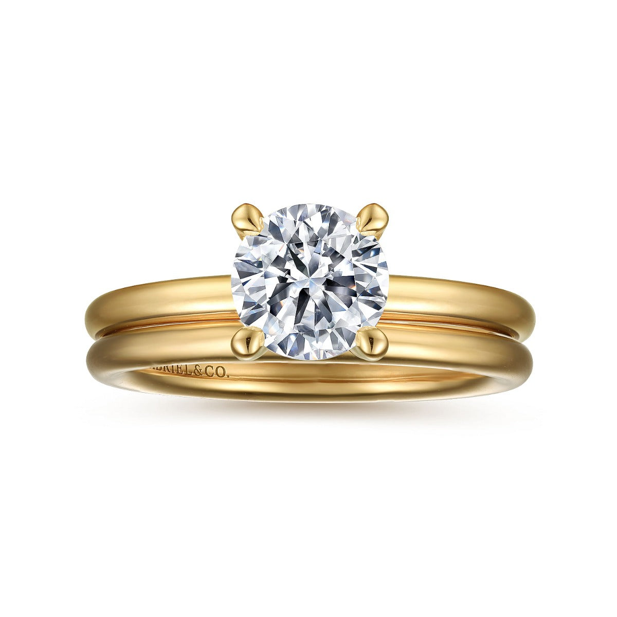 Lark - 14K Yellow Gold Round Semi-Mount Ring