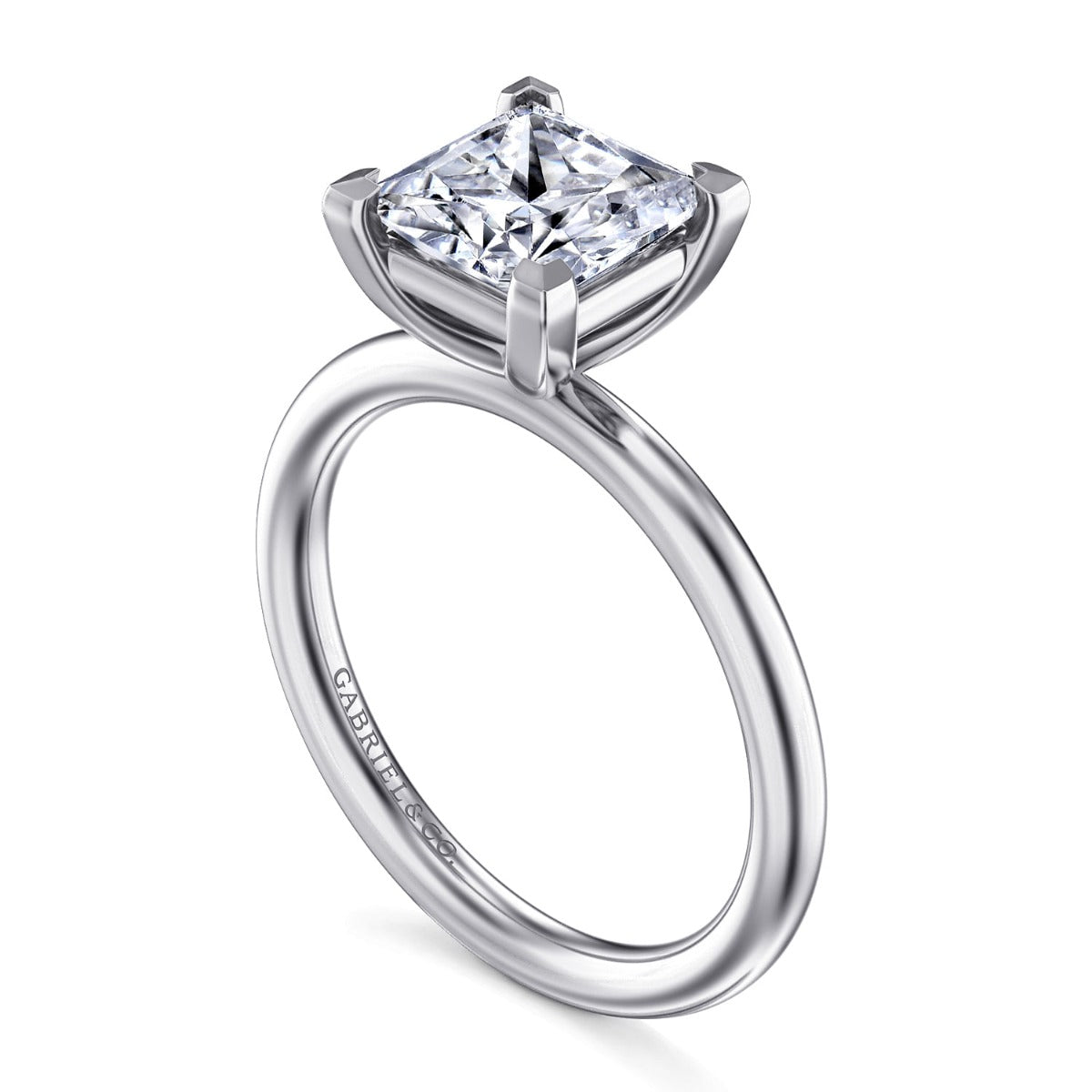 Lark - 14K White Gold Princess Cut Solitaire Semi-Mount Ring