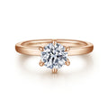 Emma - 14K Rose Gold 6 Prong Round Solitaire Semi-Mount Ring