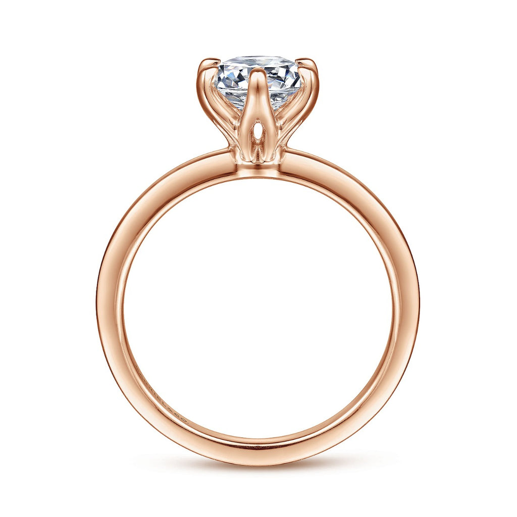 Emma - 14K Rose Gold 6 Prong Round Solitaire Semi-Mount Ring