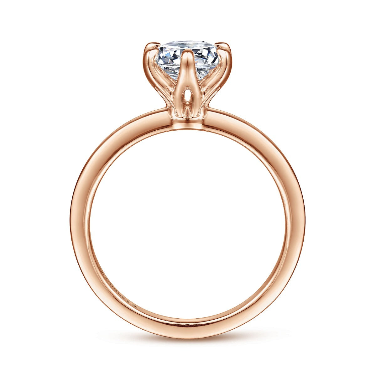 Emma - 14K Rose Gold 6 Prong Round Solitaire Semi-Mount Ring