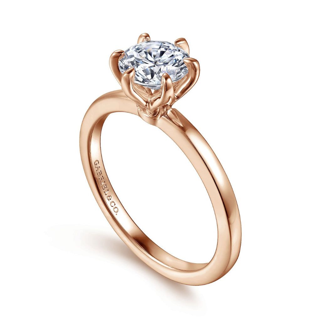 Emma - 14K Rose Gold 6 Prong Round Solitaire Semi-Mount Ring