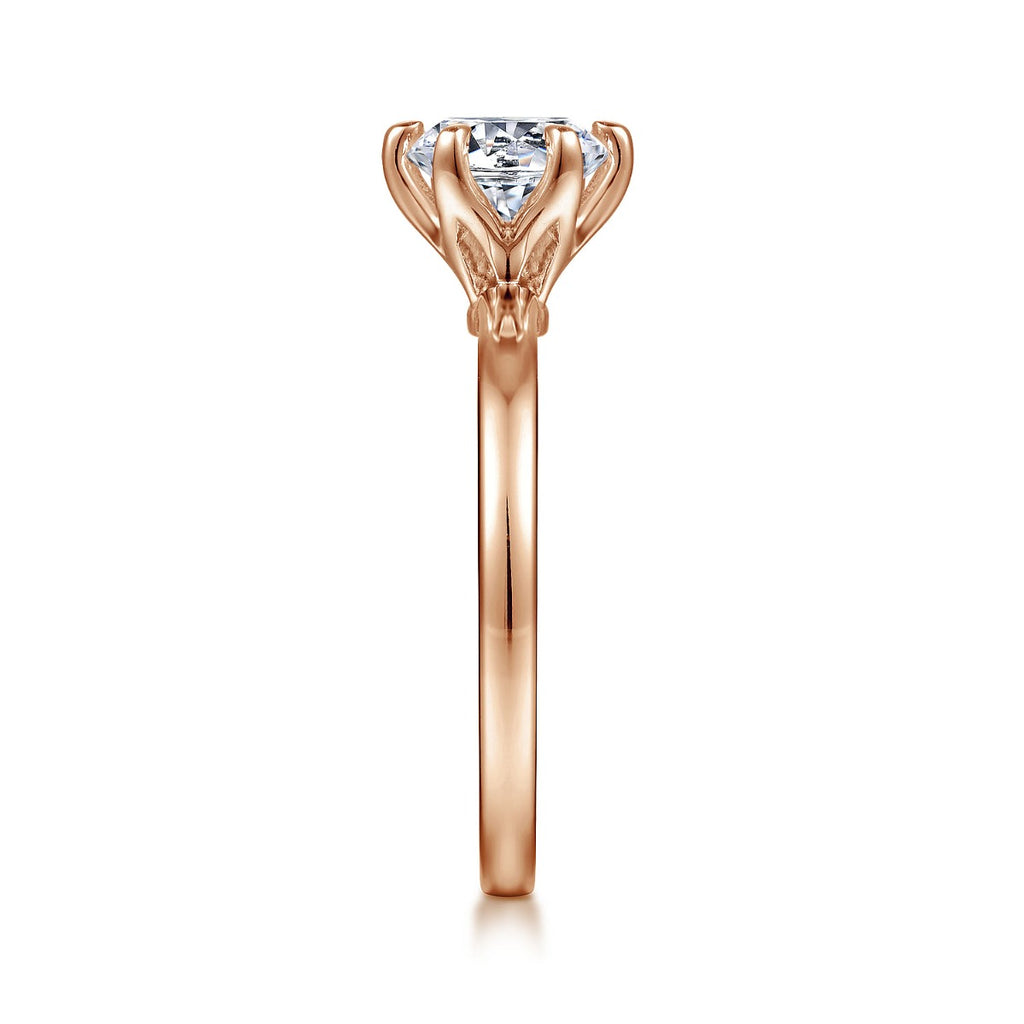 Emma - 14K Rose Gold 6 Prong Round Solitaire Semi-Mount Ring