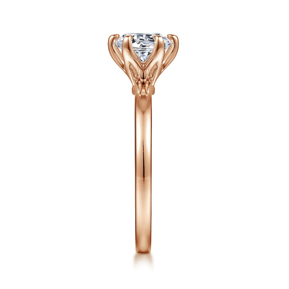 Emma - 14K Rose Gold 6 Prong Round Solitaire Semi-Mount Ring