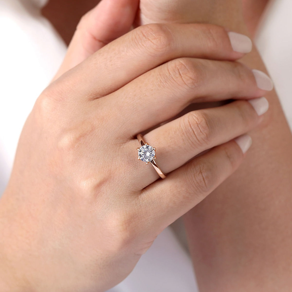 Emma - 14K Rose Gold 6 Prong Round Solitaire Semi-Mount Ring