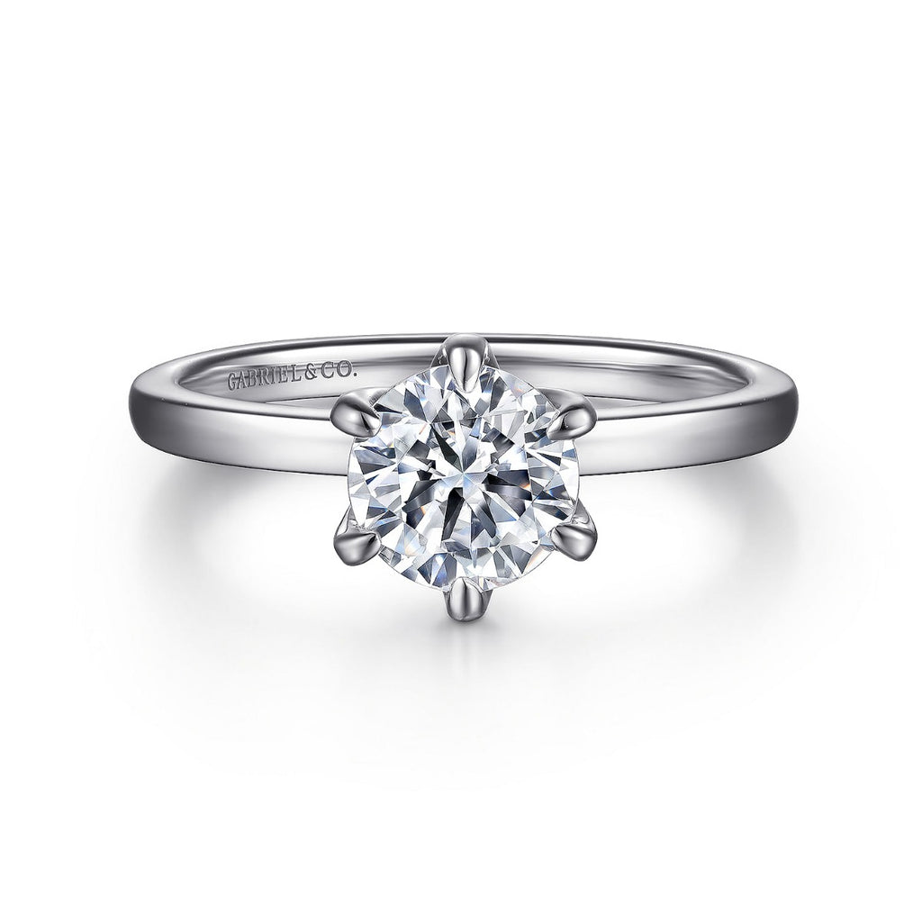 Emma - 14K White Gold Round Solitaire Semi-Mount Ring