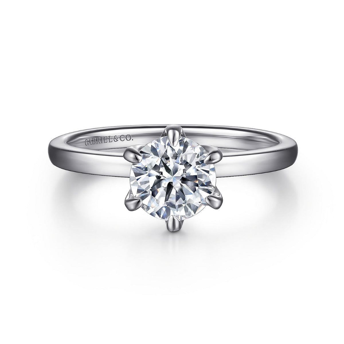Emma - 14K White Gold Round Solitaire Semi-Mount Ring