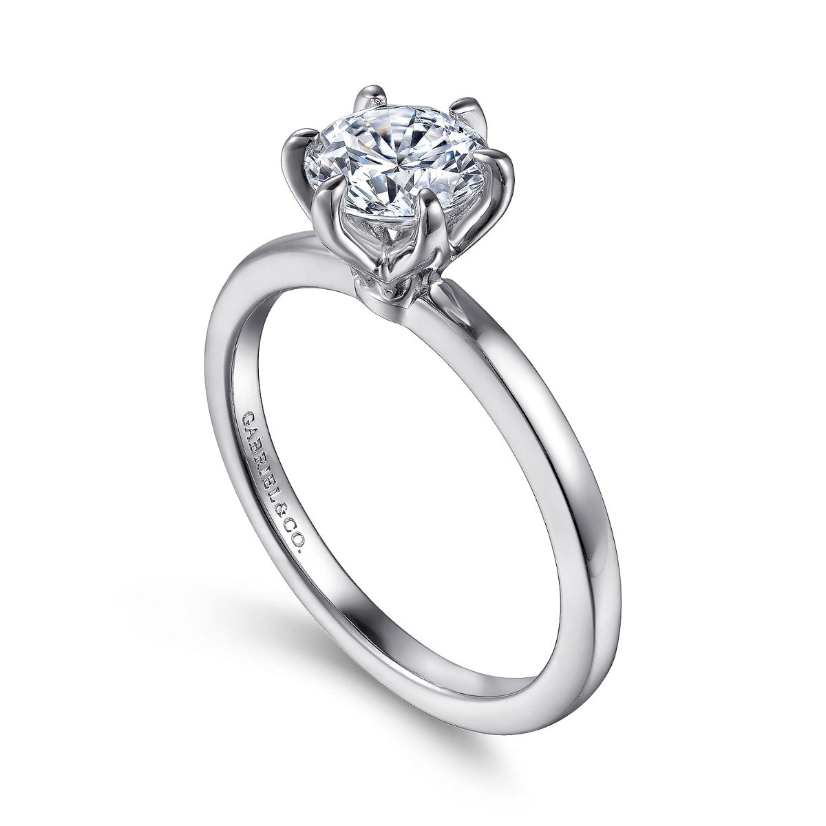 Emma - 14K White Gold Round Solitaire Semi-Mount Ring