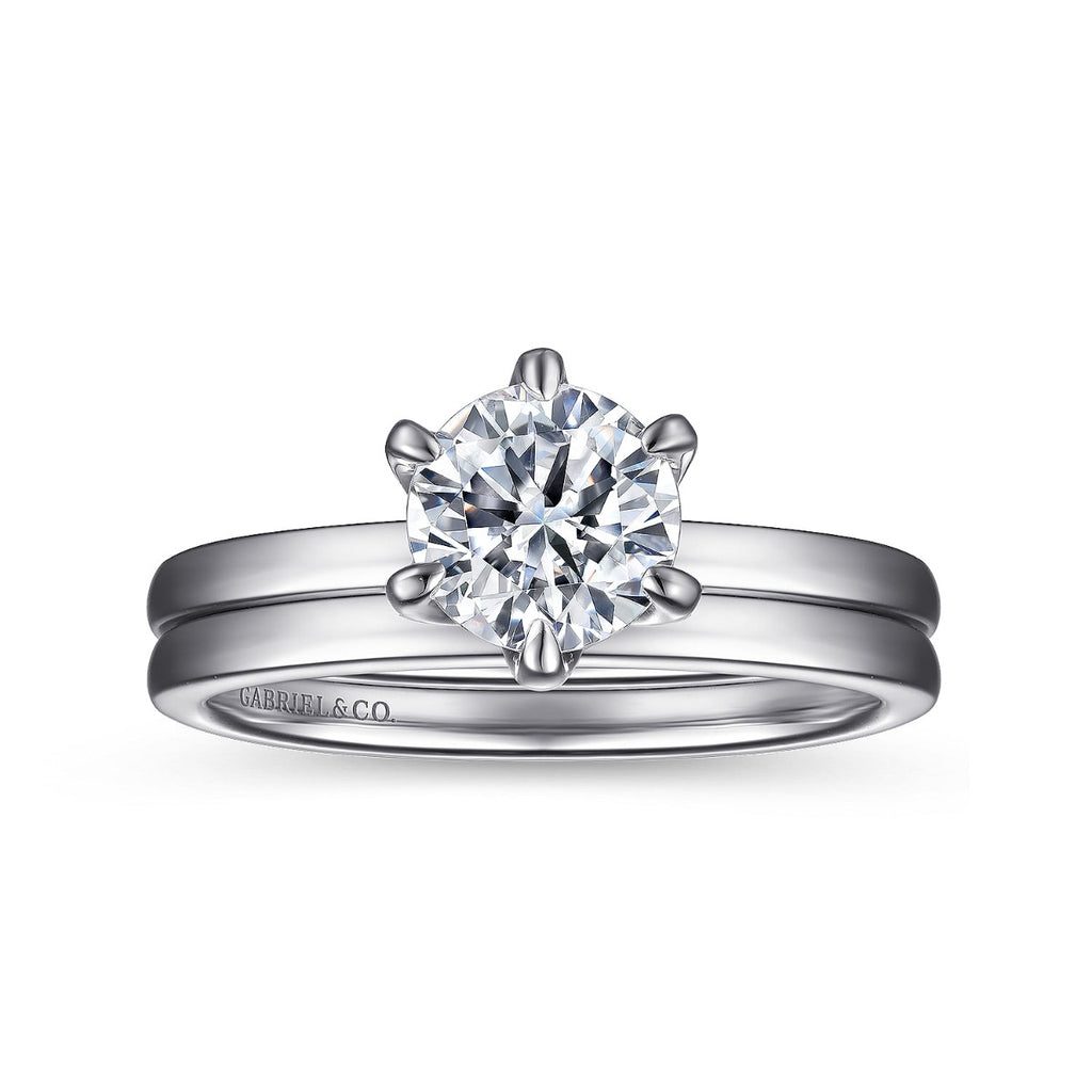 Emma - 14K White Gold Round Solitaire Semi-Mount Ring